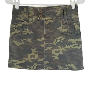 1431 * !It Jeans Camo Print Mini Skirt Green Brown Black Size 3/4 90s